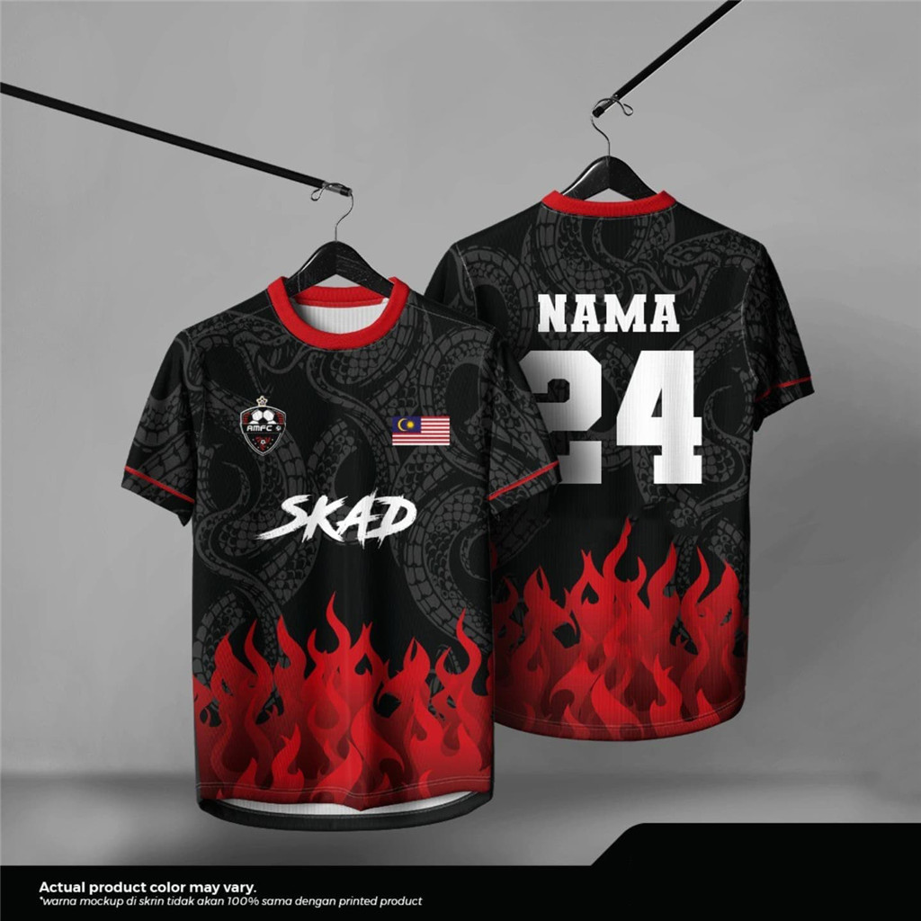ฟรีที่กําหนดเองฟุตซอลเสื้อฟุตบอลชื่อที่กําหนดเองแขนสั้นเสื้อยืด Baju Sukan Lelaki/Perempuan/เด็ก Jer
