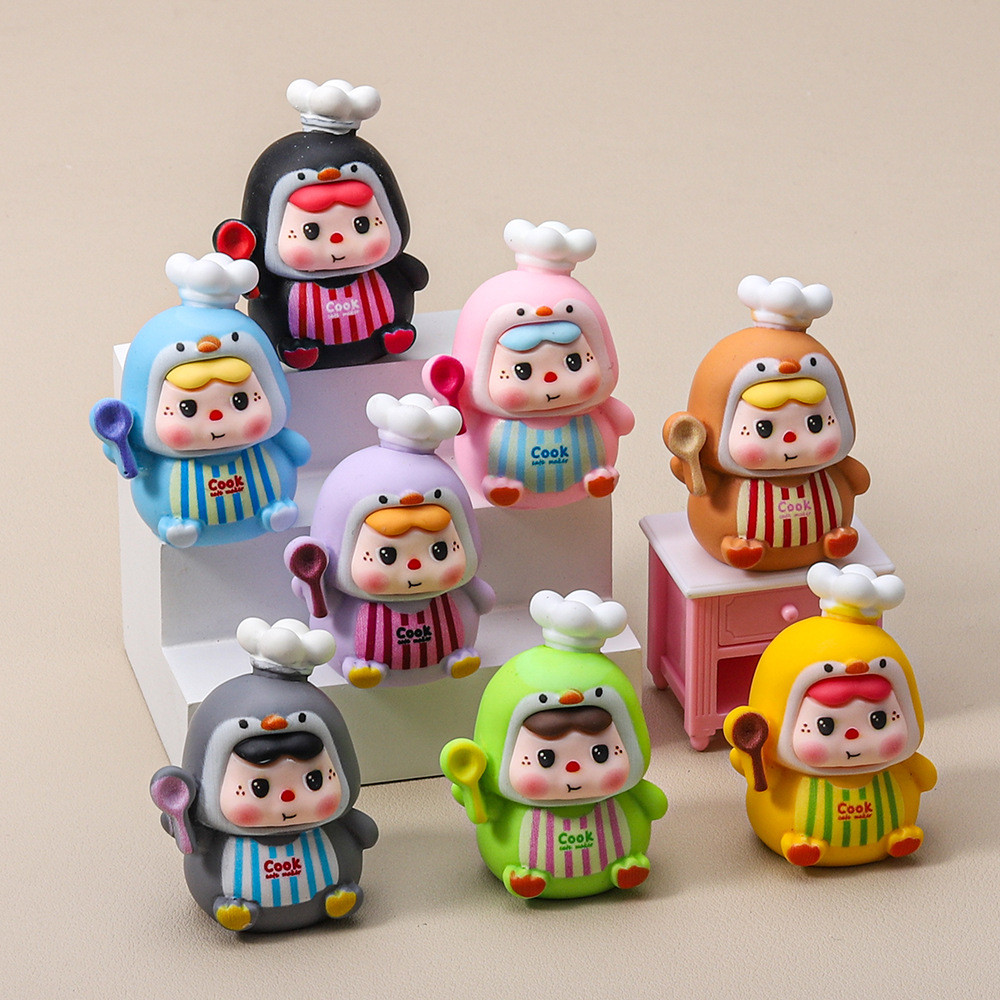 8 ชิ้นน่ารัก Penguin Chef Matt เรซิ่น Charms สําหรับ DIY (9-388)