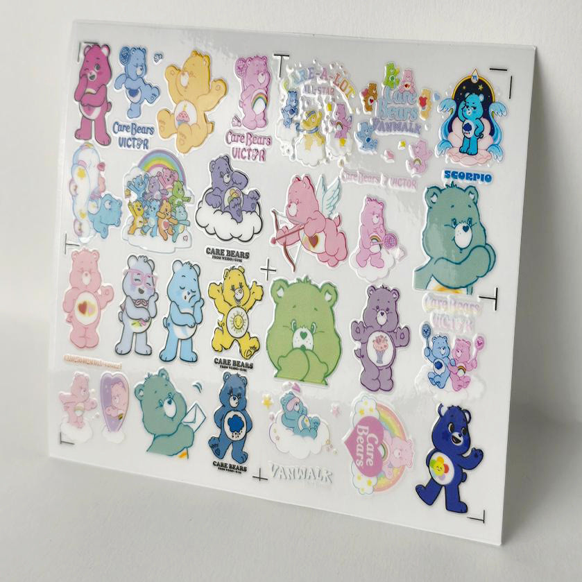 Care Bears Big Wish ภาพยนตร์ 3D กันน้ํา DTF UV Transfer สติกเกอร์ DIY Decal