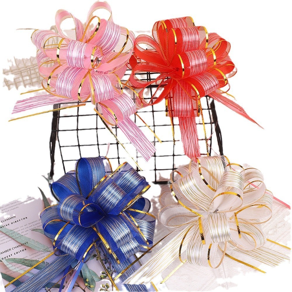 โบว์ริบบิ้น DIY ลายเปลือกไม้ ใหม่ล่าสุด ดึงมือดอกไม้  1 ชิ้น สําหรับงานแต่ง ห่อของขวัญ ขนาดใหญ่