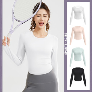 mvp sport  เสื้อยืดแขนยาวสำหรับออกกำลังกาย เสื้อคอกลมสีพื้น …