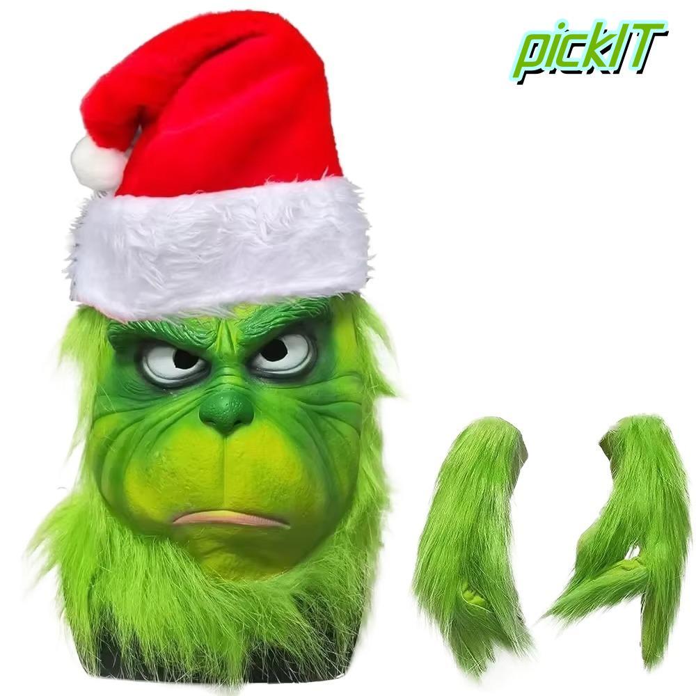PICKIT Grinch , Latex Anime Grinch Headgear, Fur Freak Masquerade Grinch Masque Party Supplies