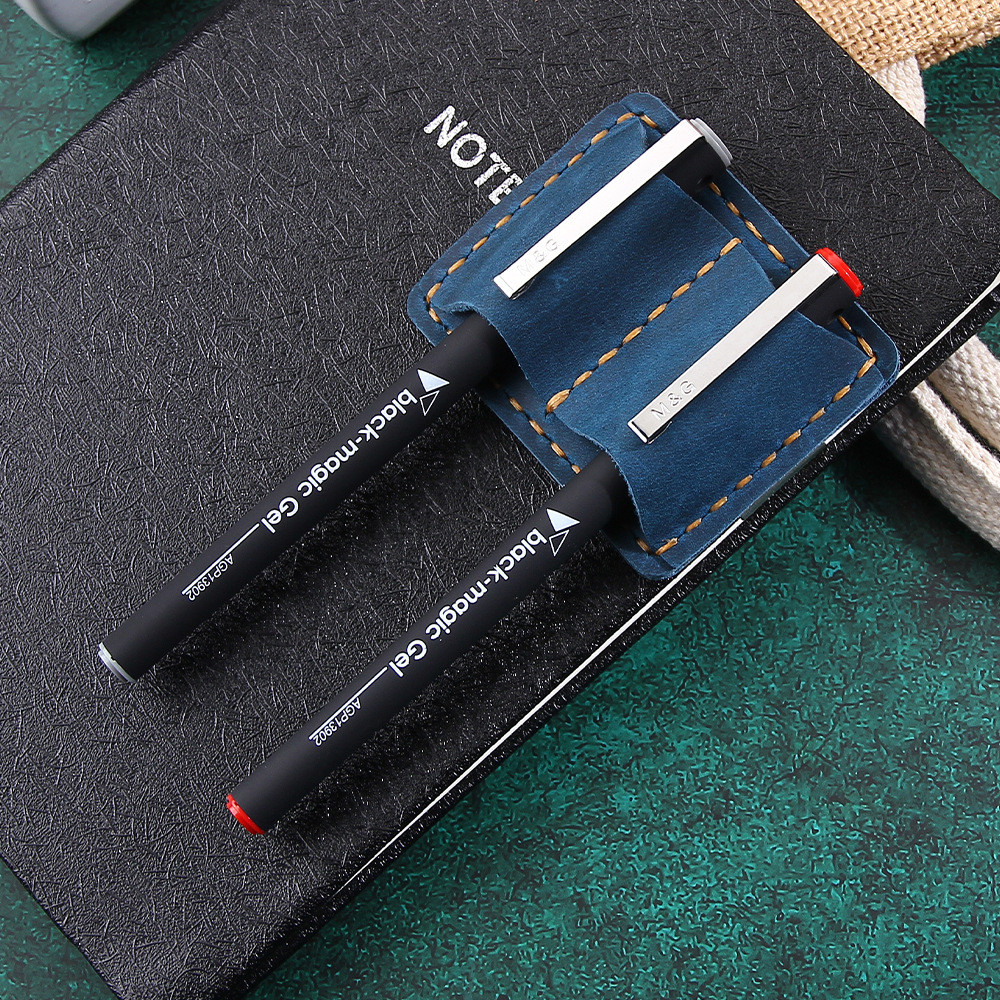 Layer Retro Cowhide First Double Clip Handmade Crazy Horse Leather TN Traveler Notebook Pen Holder S