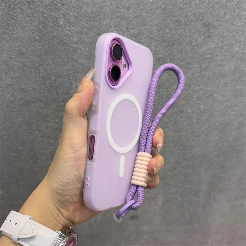 SAMSUNG Matteโปร่งแสงผิวรู้สึกแม่เหล็กไร้สายสําหรับSamsung Galaxy A57 A37 A06 A07 A15 A16 A17 A27 A26 A35 A36 A54 A55 A56 5G 2 ใน 1 Jellyพร้อมเชือกเส้นเล็กป้องกันการล่มสลาย