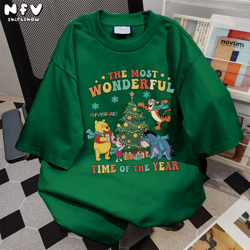 【จัดส่งตลอด 24 ชั่วโมง】 NFV สไตล์เกาหลี🎄เสื้อยืด oversize ใส่สบาย Christmas ระบา