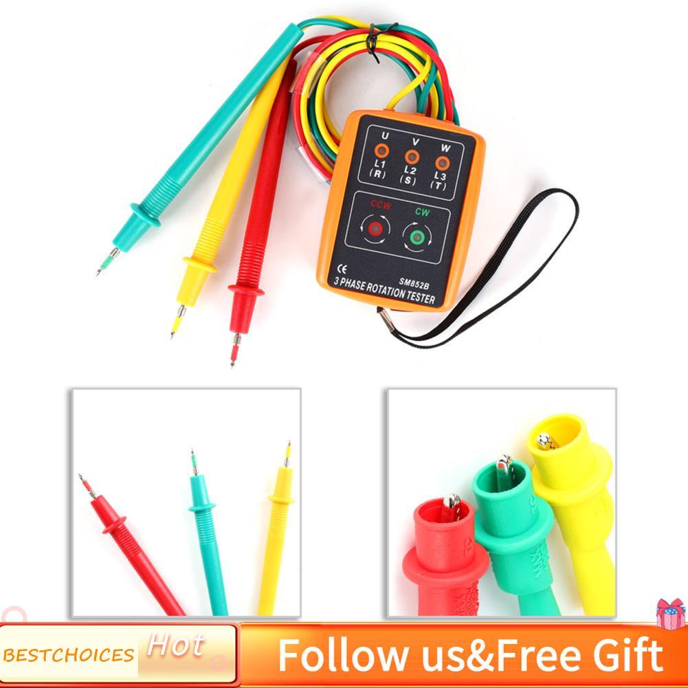 Bestchoices Bestchoices 1 ชุดเครื่องทดสอบลำดับแบบพกพา -852B 60V-600V AC 3-Phase Order Rotation Indic