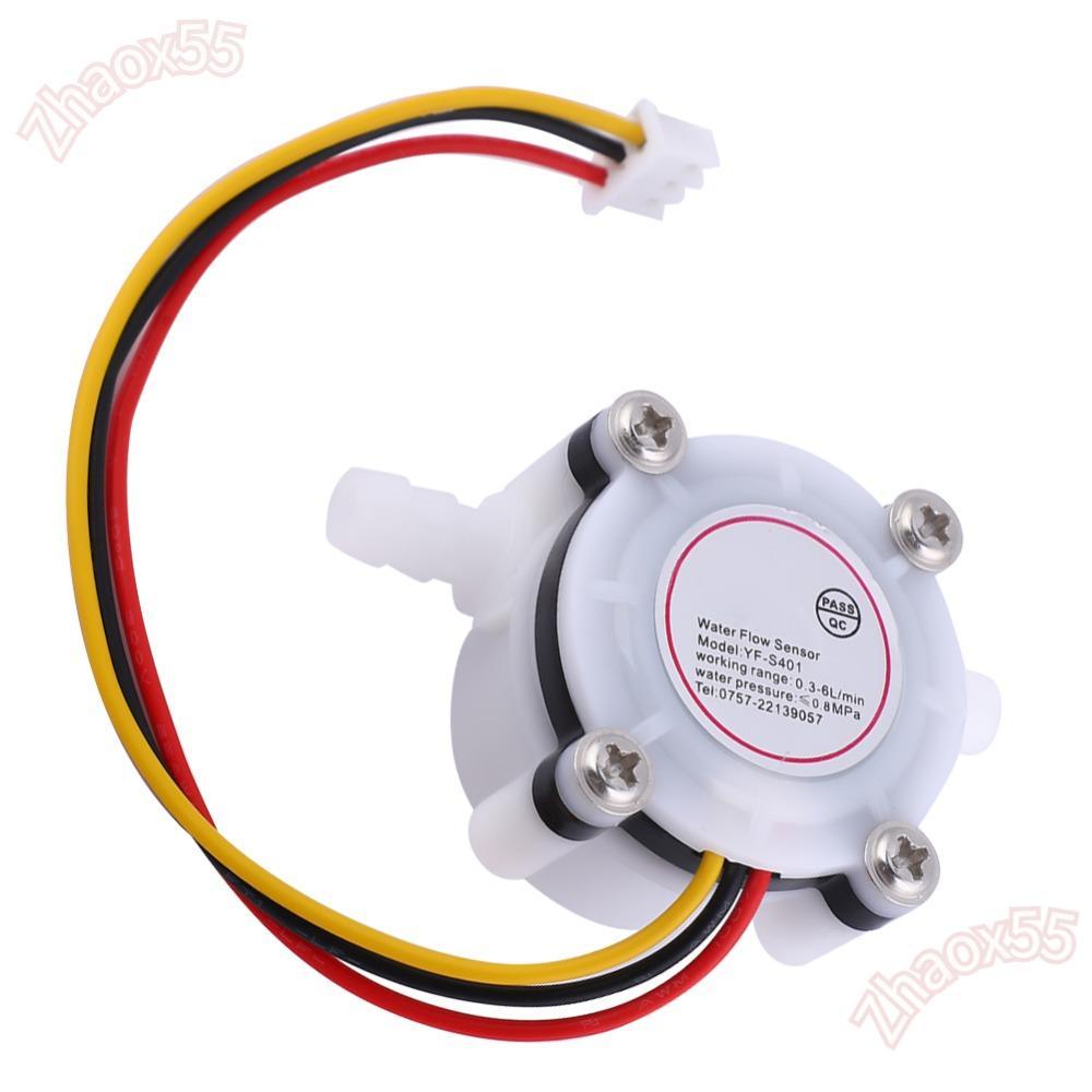 ZJAOX Water Hall Flow Sensor, G1/4" YF-S401 Water Flow Sensor, Hall Effect พร้อม Barb Joint 0.3-6L/m