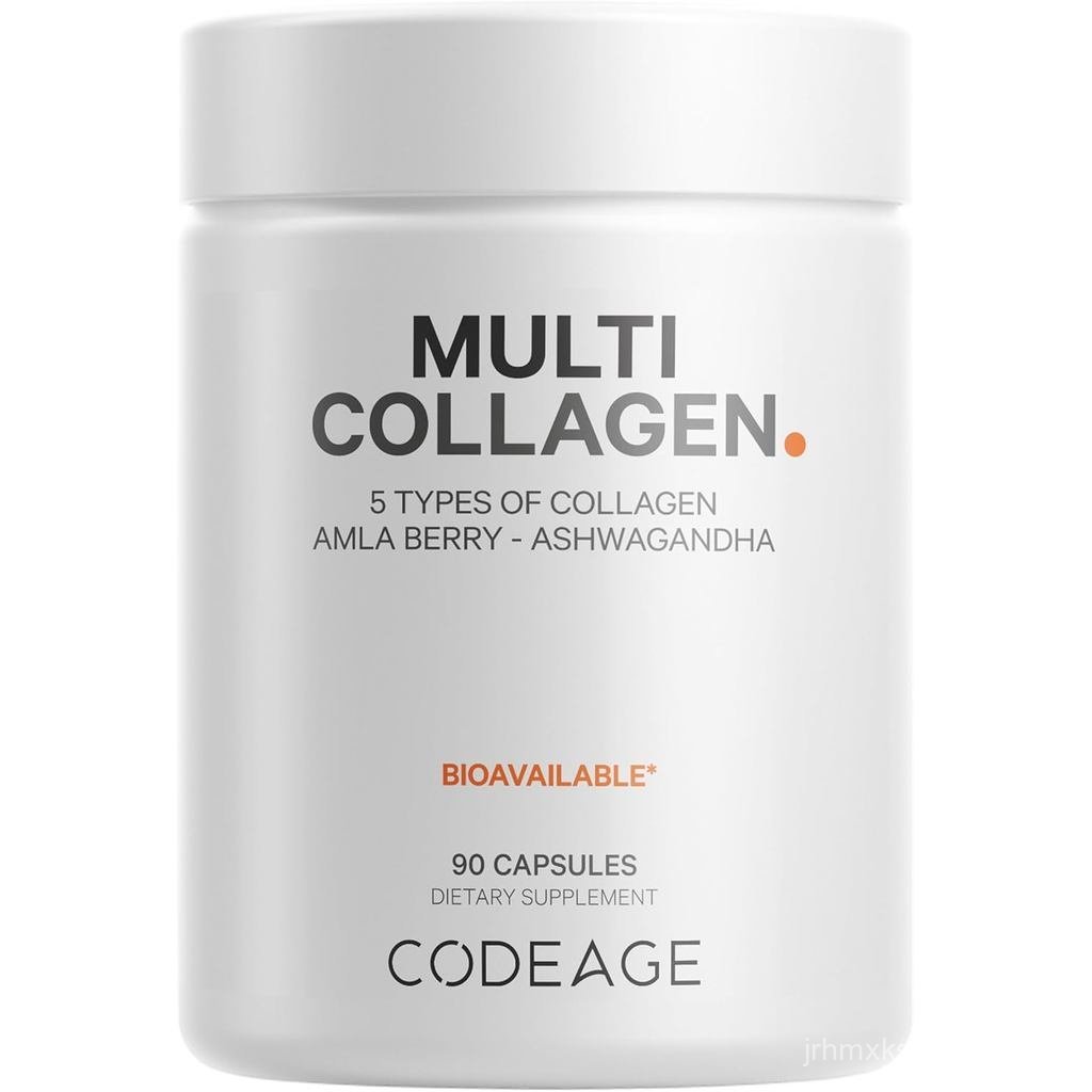 Codeage Multi Collagen Peptides Protein Capsules, 5 ชนิดคอลลาเจน, อาหารเสริมยาคอลลาเจน Grass-Fed & H
