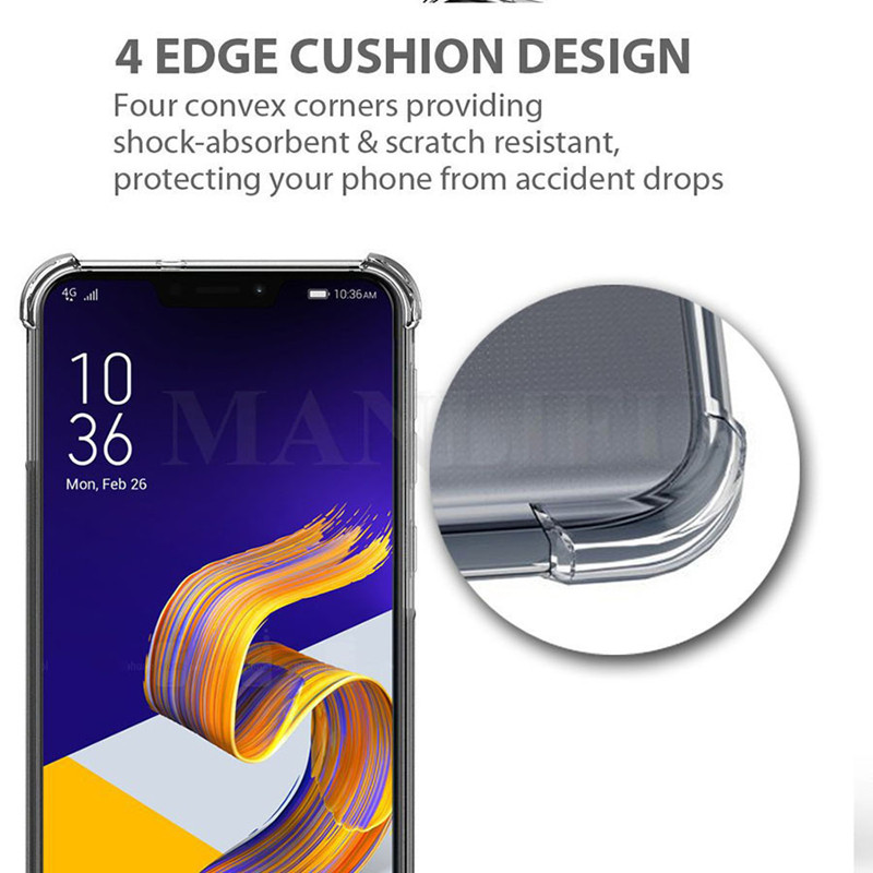 สําหรับ ASUS Zenfone 5z ZS620KL Z01RD ซิลิโคนนุ่มโปร่งแสง Black Jelly กรณีโปร่งใสทหารเกรด Anti-Scratch ทนปกหลัง - รูปที่ 4