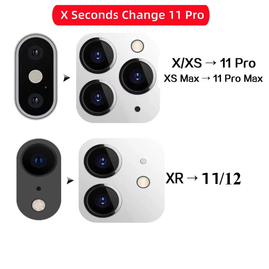 โลหะหรูหราเลนส์อลูมิเนียมสําหรับ iPhone X/XS Max เลนส์กล้องเปลี่ยนที่สอง 11 Pro Max XR ถึง 11/12 ตัวป้องกันเลนส์กล้อง