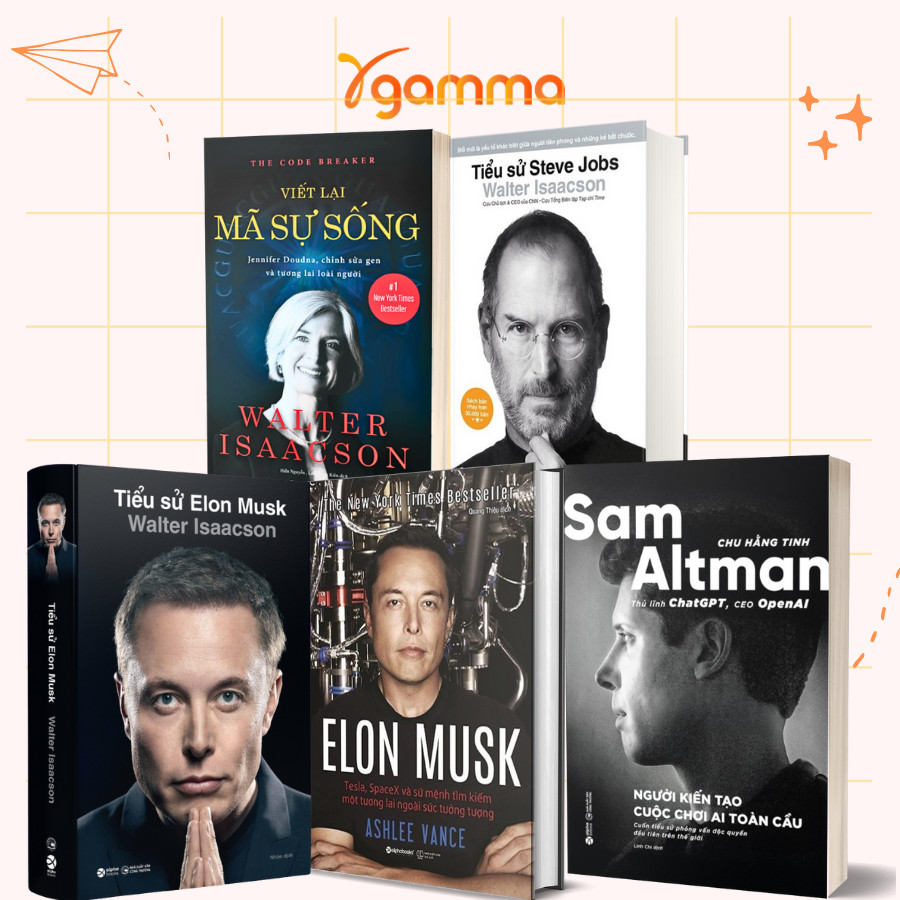 หนังสือ - ขายปลีก/คอมโบ 5 เล่ม: ชีวประวัติของ Elon Musk + Steve Jobs + Sam Altman + เขียนรหัสแห่งชีว