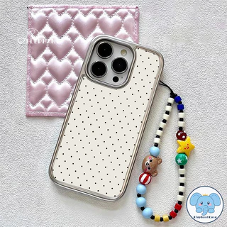 สำหรับ IPhone 17 AIR XR 16 11 15 13 12 14 Pro Max X XS Max 16 7 8 15 Plus เคสกรอบชุบไฟฟ้าแบบใสหรูหราแบบเต็มจอจุดเล็กๆ