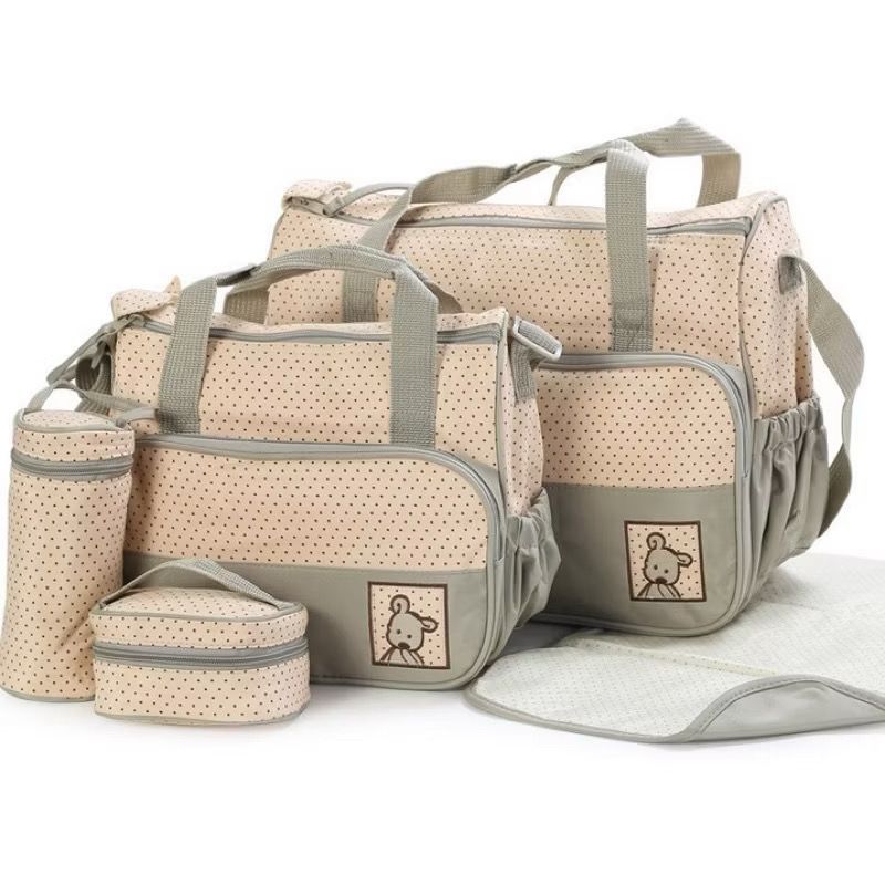 Mummy Essential Bag 5in1 Multifunction Tote Baby Shoulder Mummy Bag กระเป๋าผ้าอ้อมสําหรับการเดินทางแ