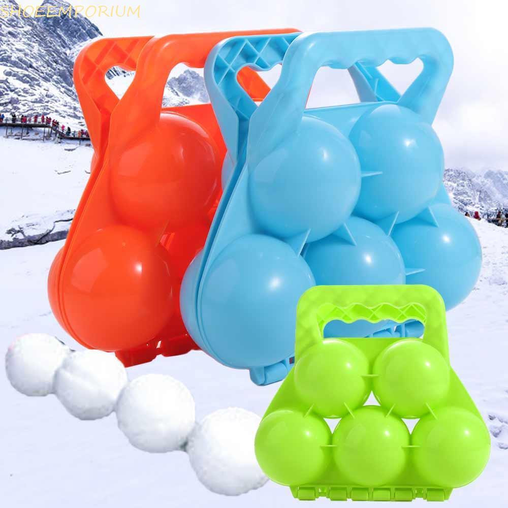 SHOEEMPORIUM Snowball Maker คลิป, พลาสติก Anti-slip Handle Snow Ball แม่พิมพ์เครื่องมือ, เด็กหิมะเล่นของเล่นสวมใส่ทนทาน Double Ball ฤดูหนาวต่อสู้คลิปของเล่น Snow และ Beach