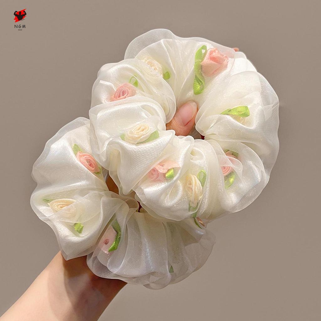 ตาข่ายดอกไม้ผม Scrunchies ไม่มีความเสียหาย Scrunchy ยางรัดผมผู้ถือผมหางม้าสําหรับผู้หญิงและเด็กหญิงปาร์ตี้ทุกวันการจับคู่