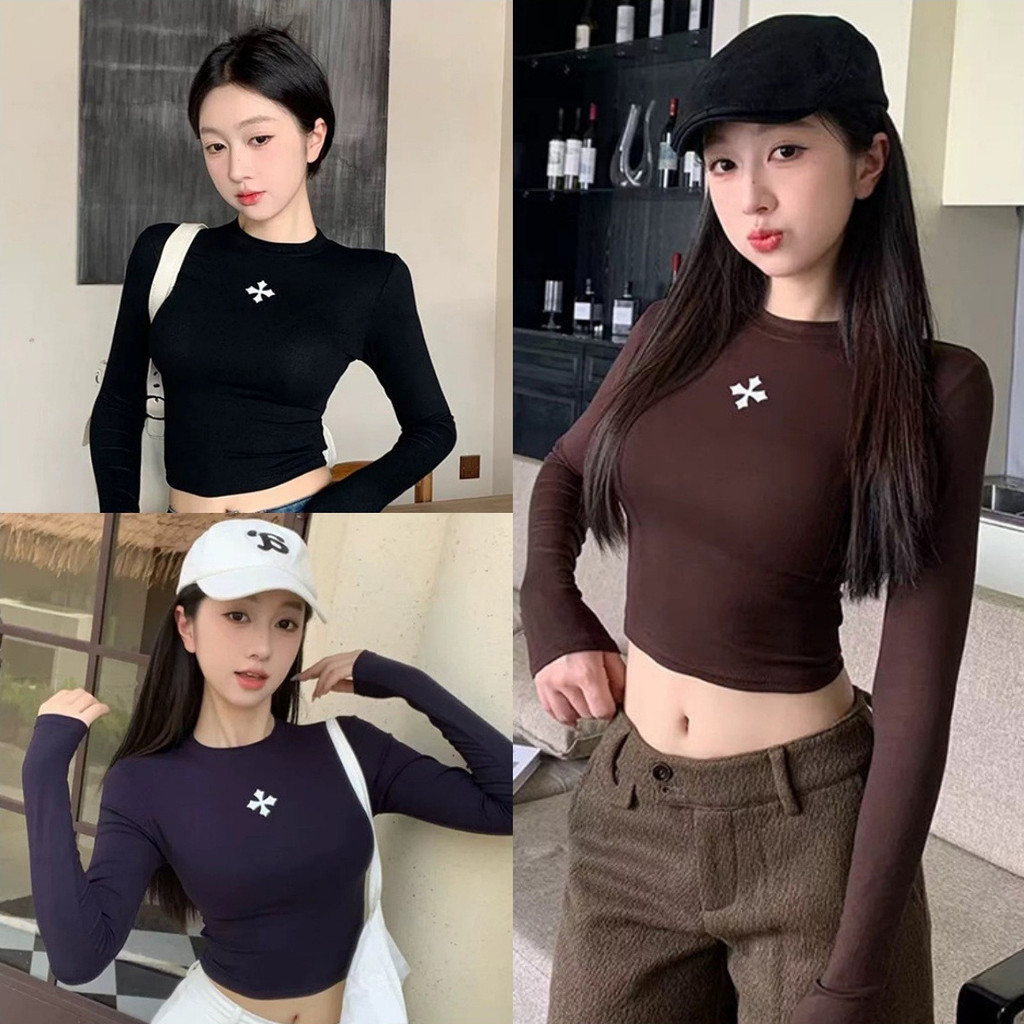 🦄Vivian🦄เสื้อครอป สีพื้นยืดพอดีตัว ผ้านิ่ม เข้ารูป เกาหลีเสื้อครอป สไตล์เกาหลี ใส่สบาย พร้อมส่ง