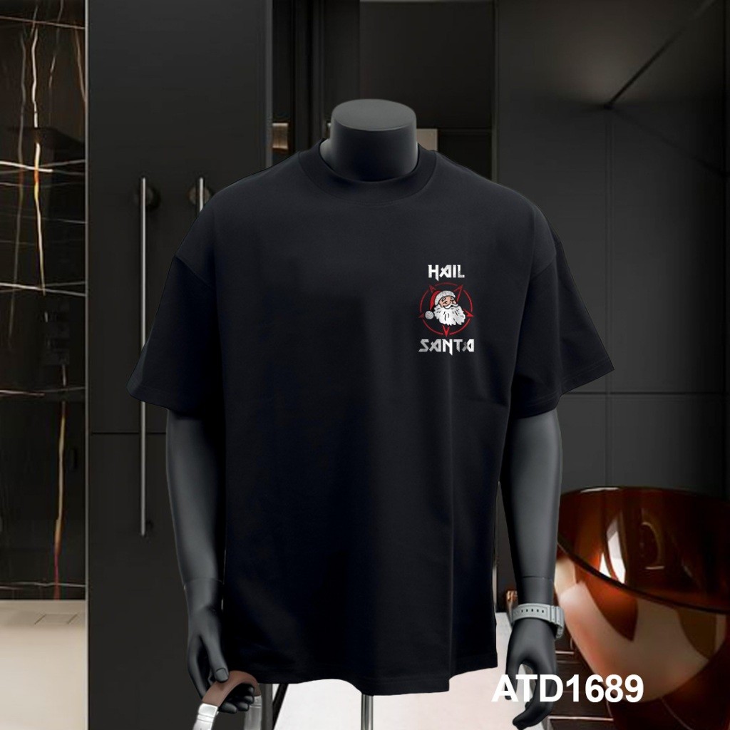 เสื้อยืดผู้ชายแบรนด์ท้องถิ่นคอกลมกว้างผ้าคอตตอนเย็น ATD1689 Miucho Iconic พิมพ์ผสม