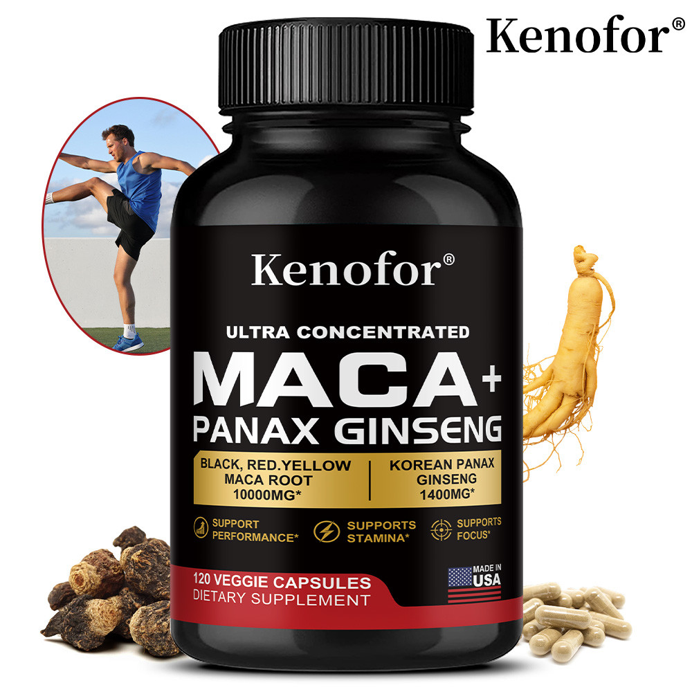 Kenofor Organic MACA+PAX GINSENG แคปซูล Maca ดํา/แดง/เหลือง พร้อมสารสกัดจากราก Maca สีเหลือง เหมาะสําหรับทั้งชายและหญิง
