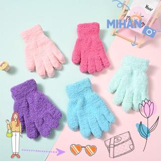 MIHAN ถุงมืออุ่น, Plush Furry สีทึบถุงมือเด็ก,การ์ตูน Thicke…