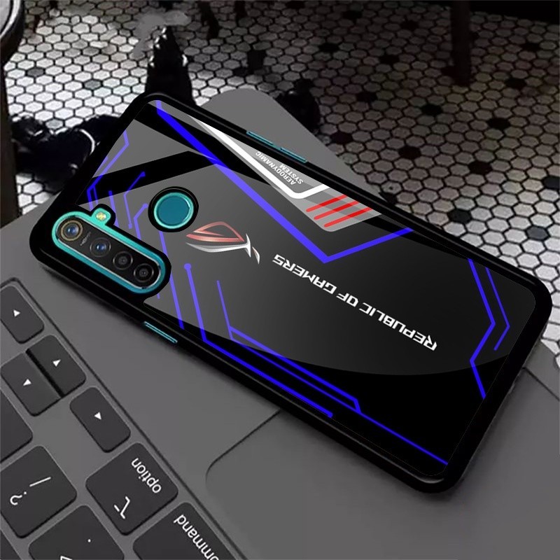 Realme 5i 5 C3 แฟชั่น Rog Series Case - Softcase Glass Kaca Hardcase Casing Hp Kesing Hp Casing Case