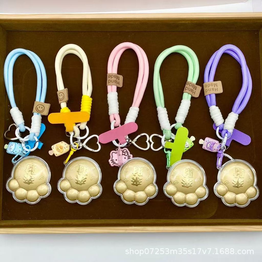 ทองคําบริสุทธิ์ 999 Lucky Cat Claw เชือกเส้นเล็กโทรศัพท์มือถือ 金999来财猫手机 挂绳 流扣 流เทศกาล 包挂件活动自动品CM30