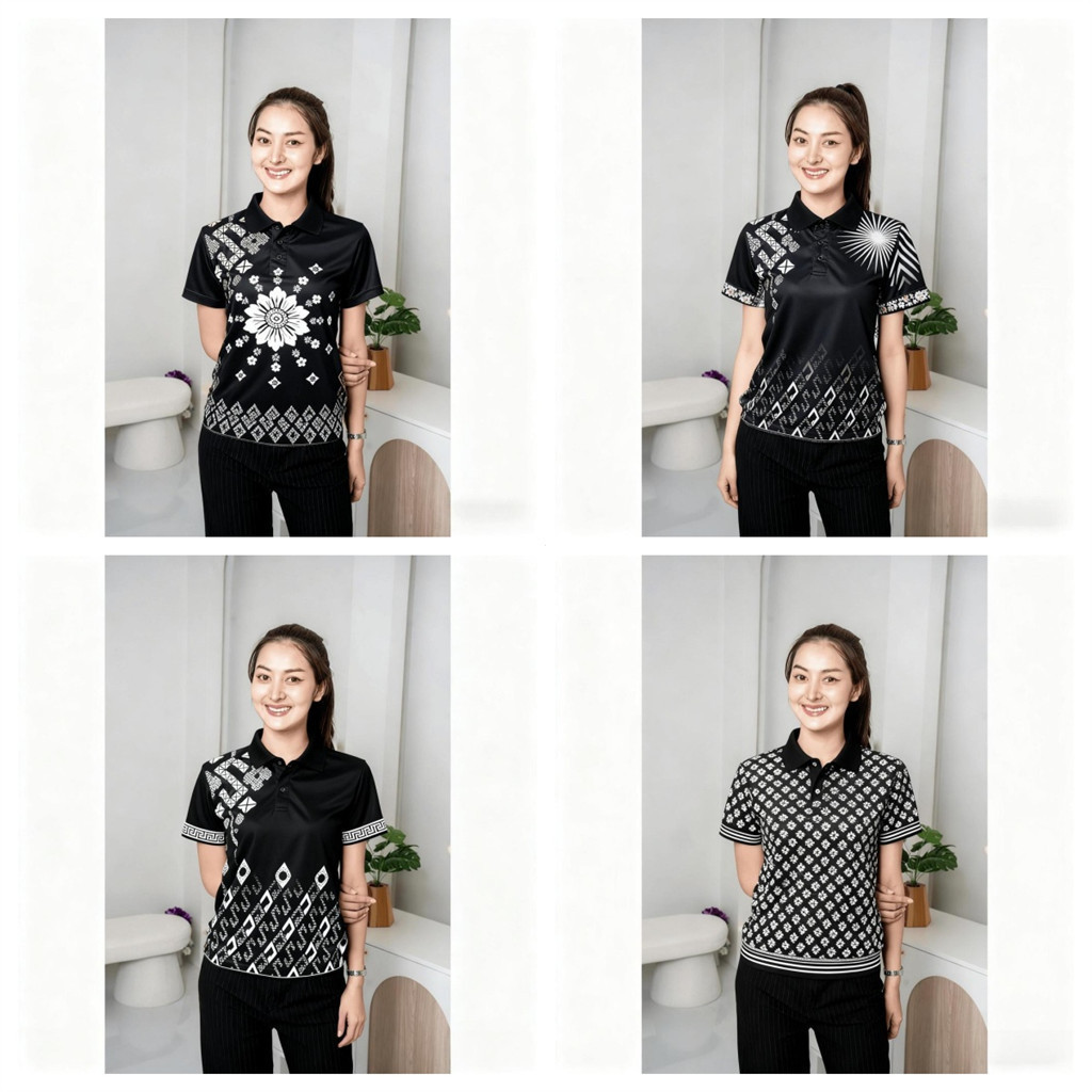 เสื้อโปโลสีดำ Unisex แขนยาว พร้อมลายพิมพ์ Oct. 24