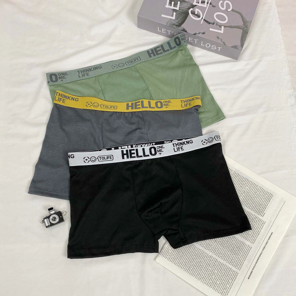 กางเกงในรูปแบบสำหรับผู้ชายเอวยางยืดสีสันสดใสระบายอากาศได้ดีสวมใส่สบายไม่รัดแน่นเหมาะสำหรับเด็กวัยรุ่น