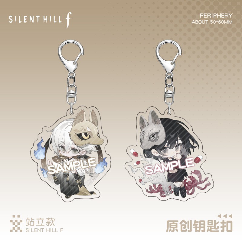 SILENT HILL F KeyChain ผู้หญิง Shimizu Hinako พวงกุญแจสําหรับชาย Fox หน้ากากพวงกุญแจอะคริลิคจี้ญี่ปุ