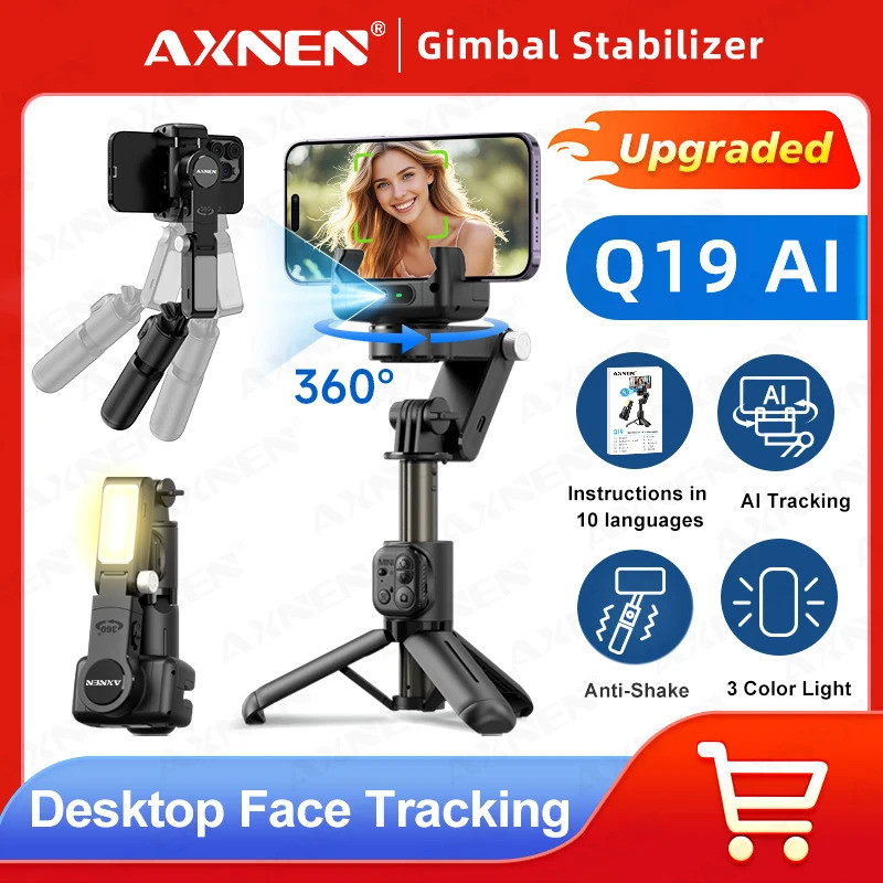 สินค้าแนะนํา Q19 Ai Desktop Gimbal Stabilizer 360 หมุนการติดตามใบหน้าอัตโนมัติโทรศัพท์มือถือมือถือ A
