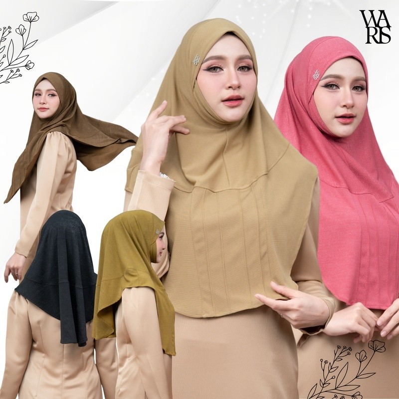 ฮิญาบสวมสำเร็จหน้านิ่ม งานเนื้อผ้ายืดกลิตเตอร์  มีคางเก็บกรอบหน้า HN28วาริสมุสลิม