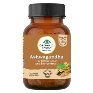 Organic India Ashwagandha Capsules - 60 Veg Caps โสมอินเดีย …