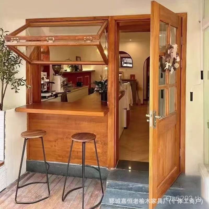 หน้าต่างพับเก่า Elm ประตู Windows พับ Windows ไม้เนื้อแข็ง B & B สไตล์จีนนมชา Shop หน้าต่างพับ Shop 