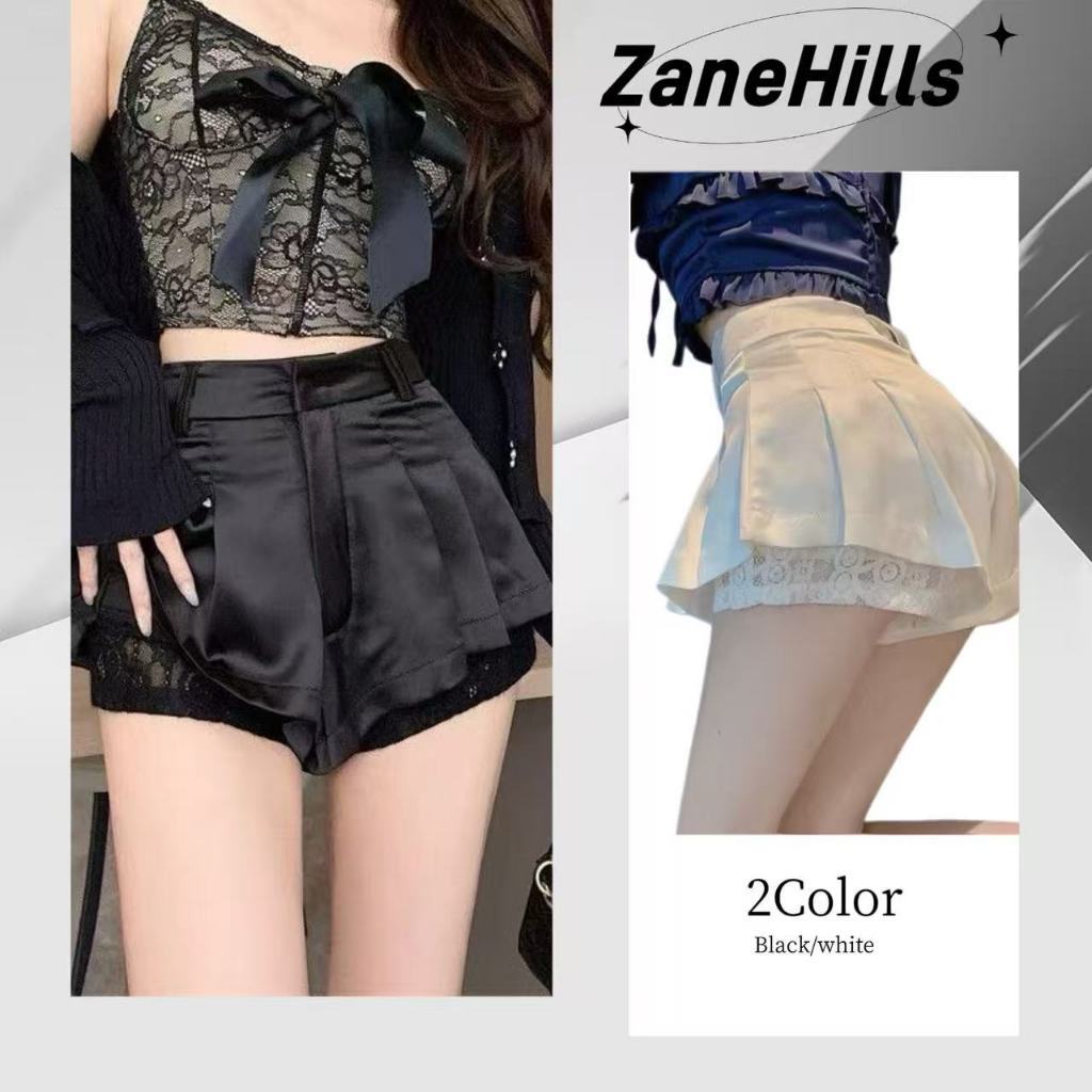 กางเกงกระโปรงลูกไม้สาวฮอตผู้หญิงฤดูใบไม้ร่วงใหม่เอวสูงสลิมอารมณ์กางเกงขาสั้นสบายๆ กางเกงขาสั้นสีขาวอเนกประสงค์