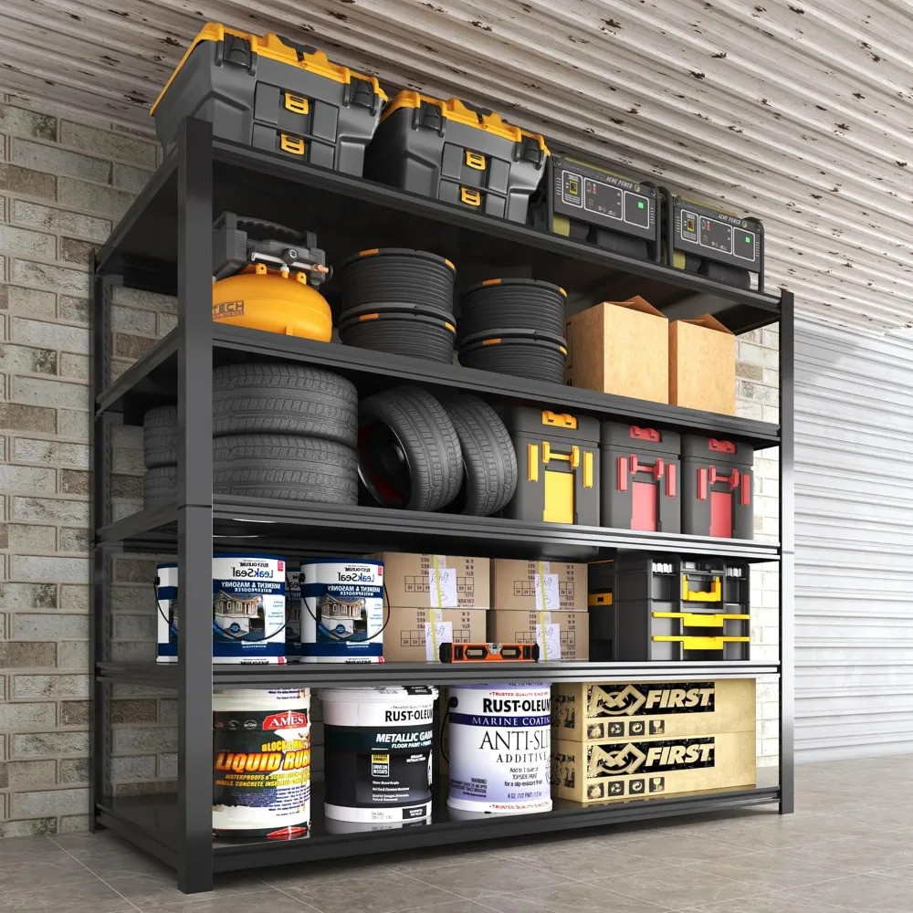 5 ชั้นปรับโลหะชั้นเก็บเข้าลิ้นชัก,ชั้นเก็บ,59.8" Wx24 Dx76.6 H Garage Shelving Heavy Duty 2025