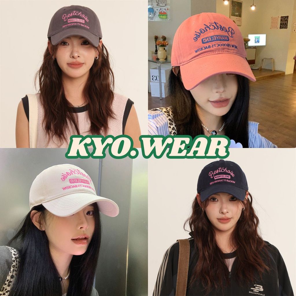 KYO 🌸  การปักตัวอักษร สไตล์เกาหลี หมวกเบสบอล วินเทจ แฟชั่น แบบนิ่ม หมวกแก็ป ส่งจากไทย MZ023