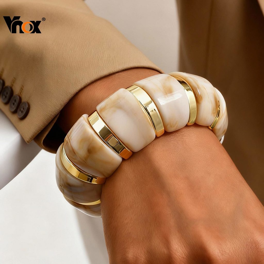 VNOX วีน็อกซ์ กำไลข้อมืออะคริลิคยืด ทนทานไม่ซีดจาง สำหรับผู้หญิง เหมาะทำเป็นของขวัญ