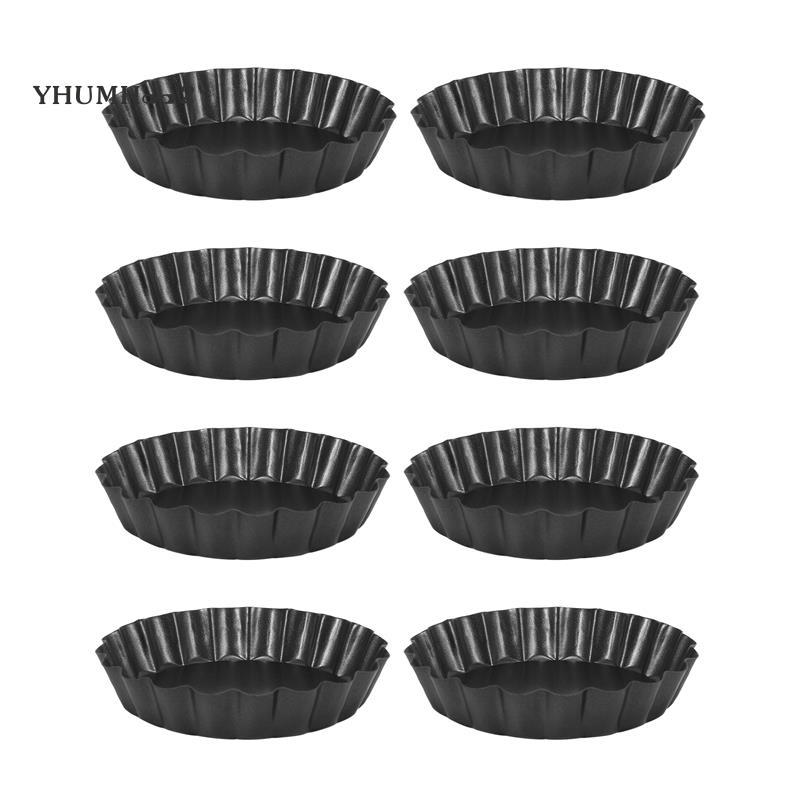 [yhumh002]กระทะทาร์ตขนาดเล็ก 4 นิ้ว 8 ชิ้น,กระทะ Quiche แบบไม่ติด,กระทะทาร์ตด้านล่างแบบถอดได้,สําหรั