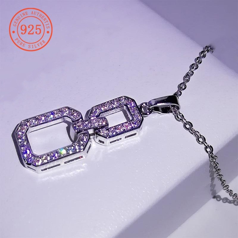 SHEFULI หรูหรา Design Sense Hollow Square สร้อยคอเพชร CSX674