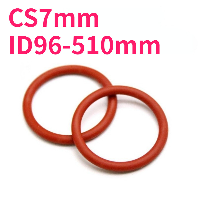 แหวนซีลโอริงซิลิโคนสีแดง CS7mm*ID96-510mm แหวนกันน้ําทนอุณหภูมิสูงปิดผนึกส่วนประกอบ999-MB