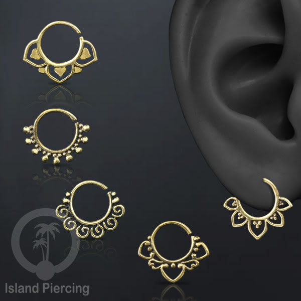 เจาะ Septum และเจาะต่างหูทองเหลืองสําหรับหู Tragus, Daith และ Helix Piercing