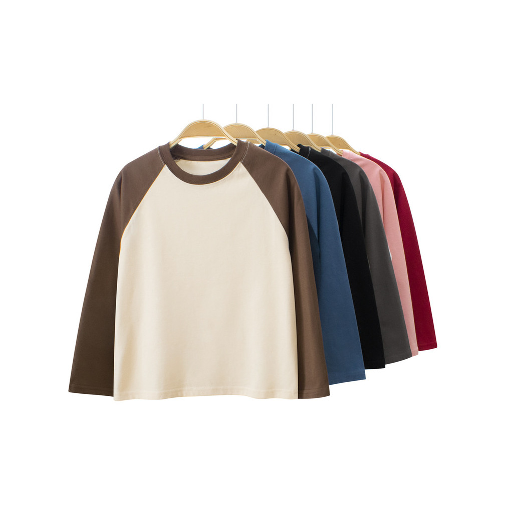 Grrr เสื้อผ้าเด็กฤดูใบไม้ผลิฤดูใบไม้ร่วงเด็กแขนยาวเสื้อยืดผู้ชายผู้หญิงรอบคอแขนสีทึบผ้าฝ้ายโฆษณา จุด