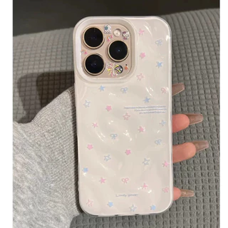 มารุ่นใหม่ เคสโทรศัพท์17 ดีไซน์ดาวระบายและโบว์ เคสนิ่มอุกกาบาต For IPhone17 11 12 13 6/7/8 14 15PLUS 16ProMAX XR XSMAX