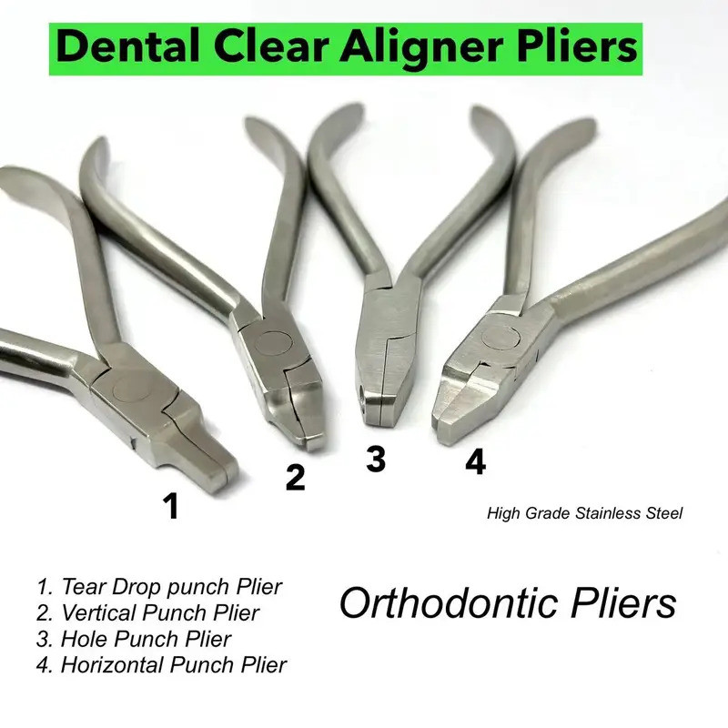 Dental Clear Aligner Pliers, Tear Drop Plier, Round Hole Punch Plier, Horizontal Plier, Vertical Pli
