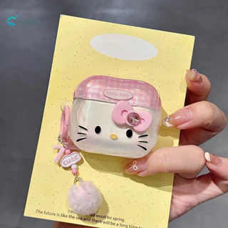【ส่งจากไทย เคสหูฟัง pro2】 เคสใสการ์ตูนนูน Bow Kitty หูฟังป้องกันกรณี Anti Drop Soft Case เหมาะสําหรับ Airpods Pro2 Airpo