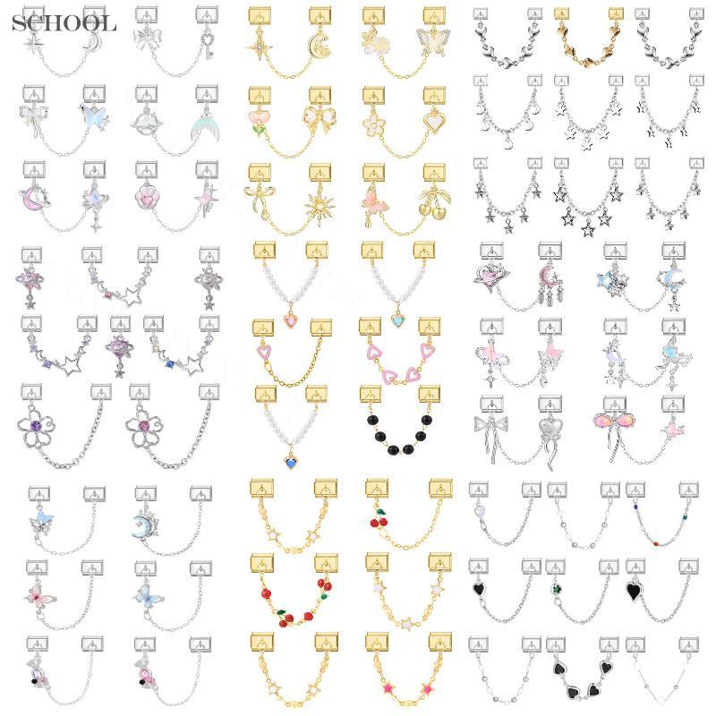 เพนต์สร้อยข้อมือสไตล์อิตาเลียน ขนาด 9 มม., สแตนเลส ลายโกลเด้นเงิน เหมาะสำหรับการสวมใส่และการทำด้วยตน