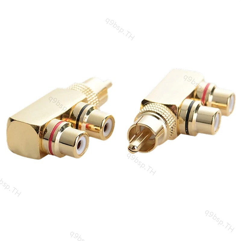 Gold Plated AV Audio Splitter Plug อะแดปเตอร์ RCA 1 ชาย 2 หญิง RCa F connector TH9B