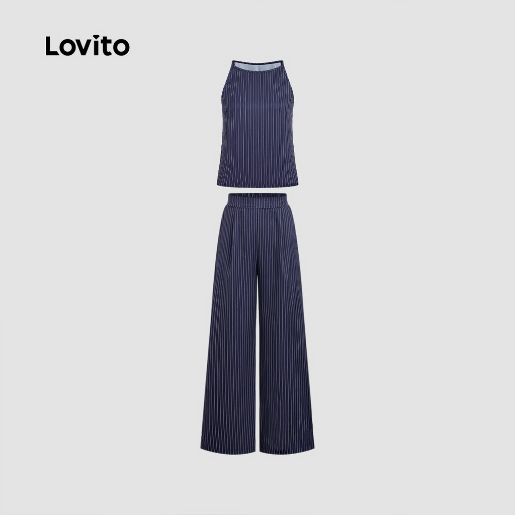 Lovito กางเกงลําลองหรือเสื้อ สีน้ําเงินกรมท่า สําหรับผู้หญิง L158AD187 - รูปที่ 2