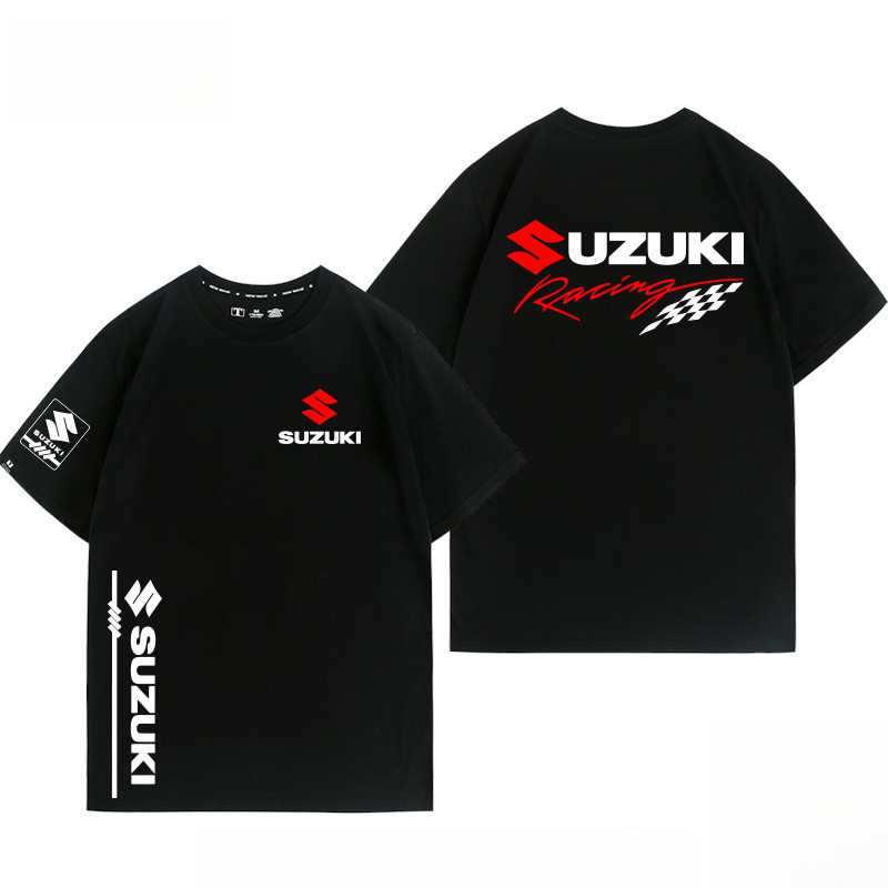 เสื้อยืดพิมพ์ลายกราฟิกรถจักรยานยนต์ Suzuki ทำจากผ้าฝ้ายแท้ คอกลม แขนสั้น มีให้เลือกตั้งแต่ไซส์ S ถึง 5XL