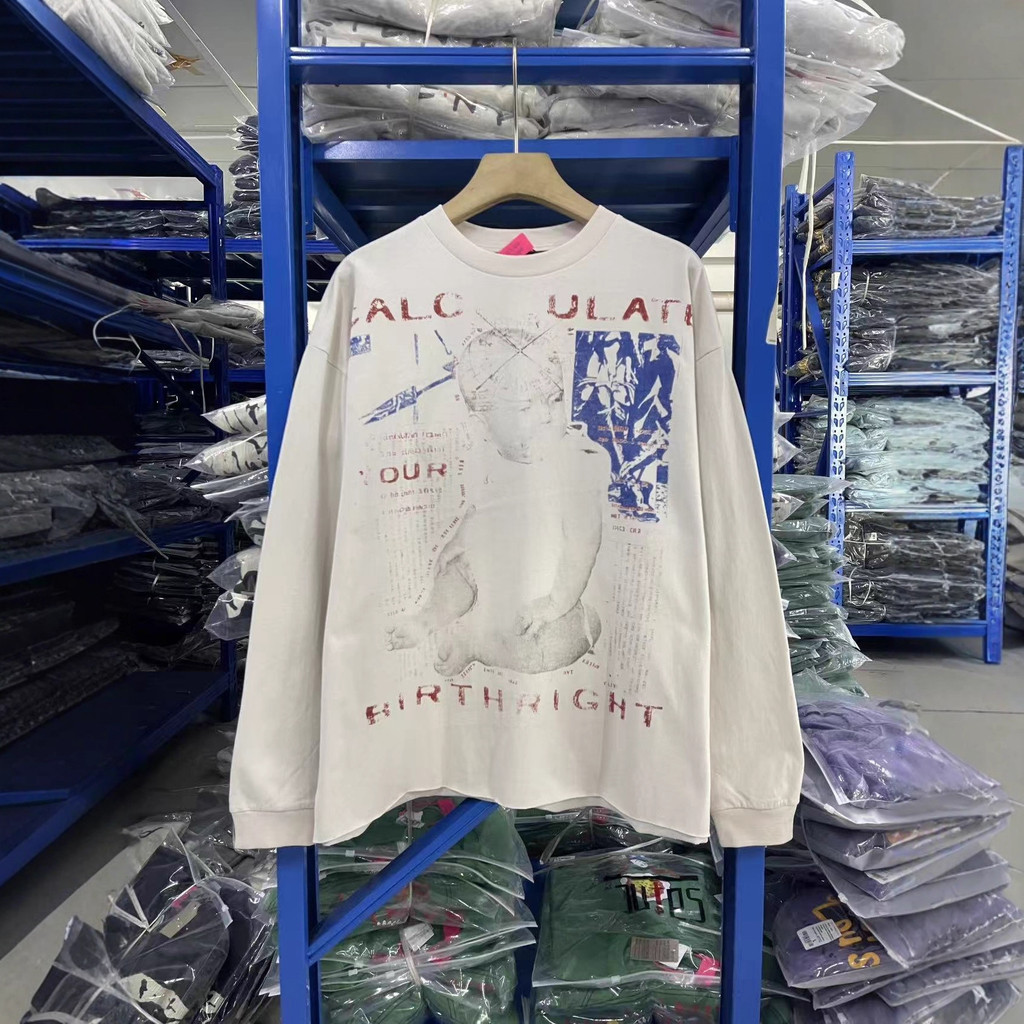 ERD Melancholy Rich Second Generation High Street Casual Loose Couple Vintage Long Sleeve T Men's Ba