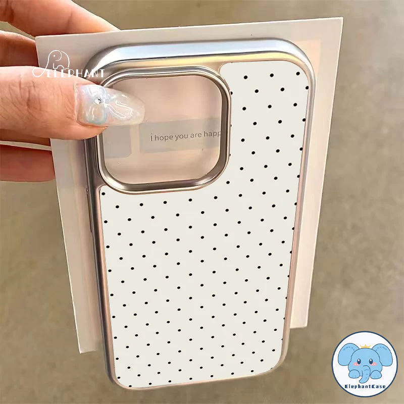 สำหรับ IPhone 17 AIR XR 16 11 15 13 12 14 Pro Max X XS Max 16 7 8 15 Plus เคสกรอบชุบไฟฟ้าแบบใสหรูหราแบบเต็มจอจุดเล็กๆ